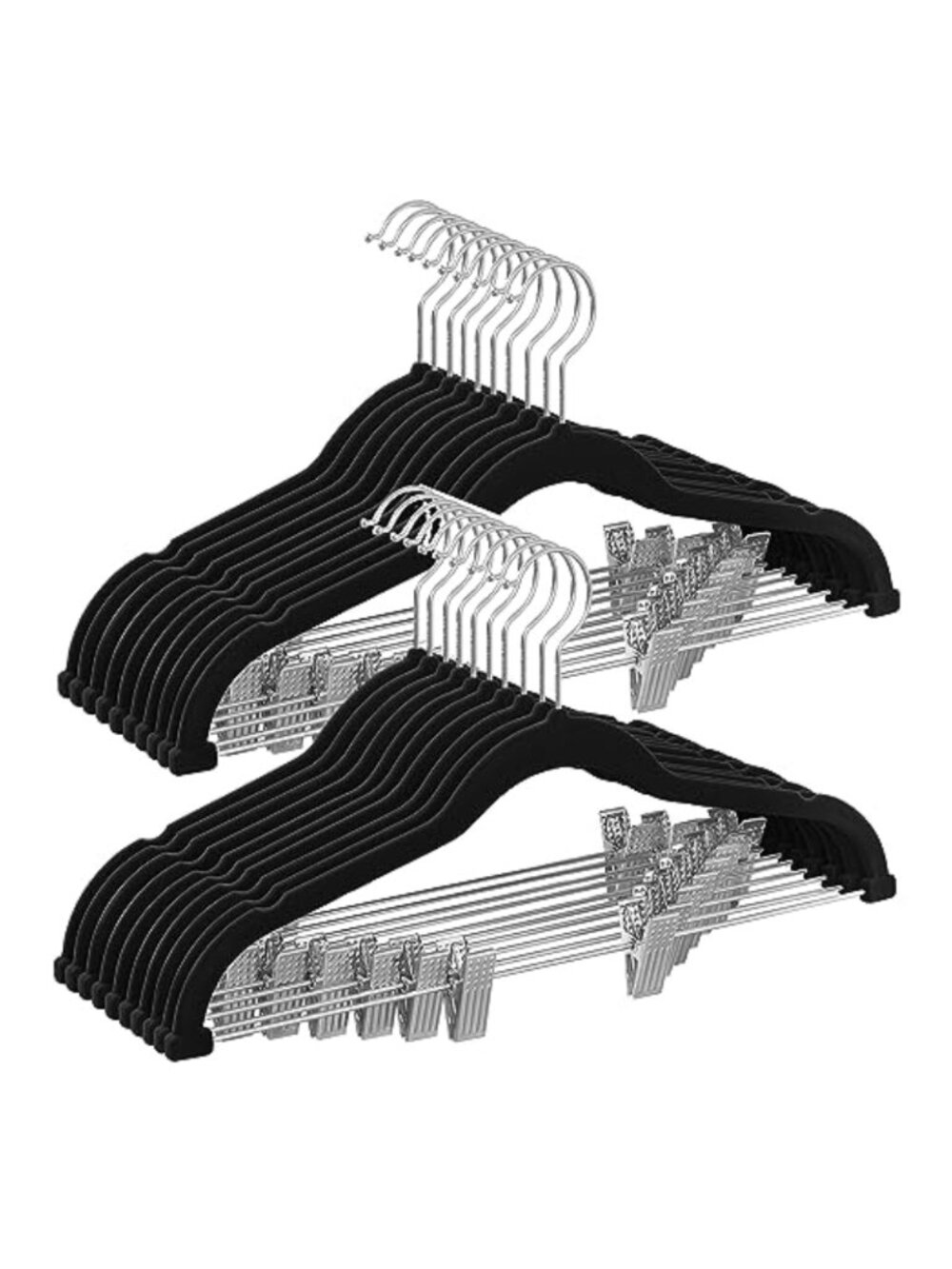 Velvet Hangers with Adjustable Clips Heavy-Duty Non-Slip Space-Saving
